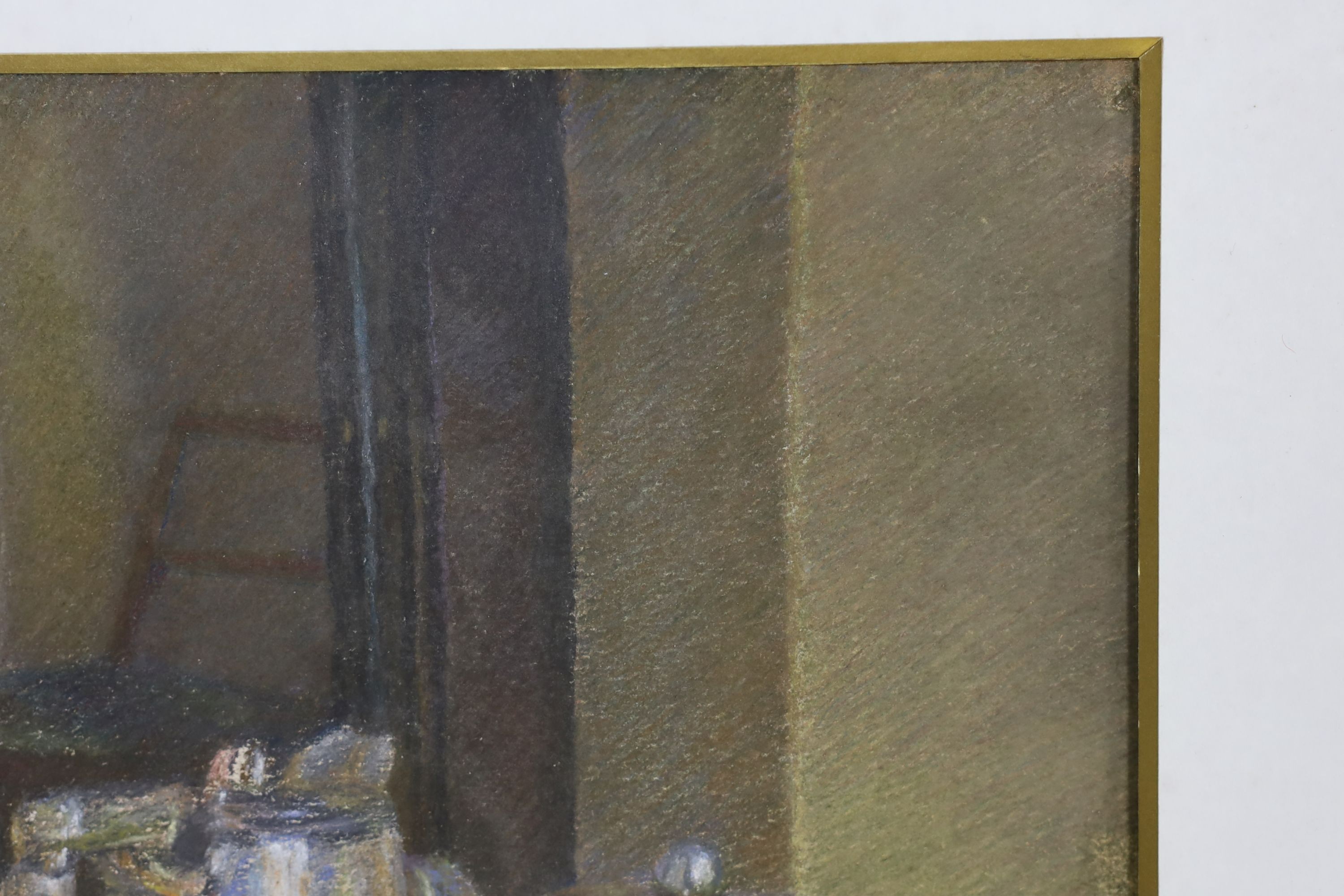 Hilda Carline (1889-1950), pastel, Breakfast table still life, 28 x 38cm